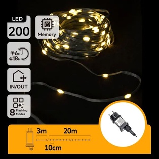 CATENA LUMINOSA CON FILO IN RAME E PVC 2700K 20M IP44 INT/EST