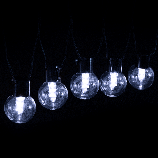 CATENA LUMINOSA A BASSO VOLTAGGIO G50 CON LUCI TONDE BIANCHE, LUCE FREDDA, 5M