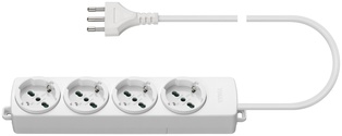PRESA MULTIPLA 4 UNIVERSALE+CAVO BIANCO