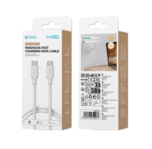 CAVO UNICO DA USB-C A USB-C POWER DELIVERY 60W 3AH 100CM BIANCO 
