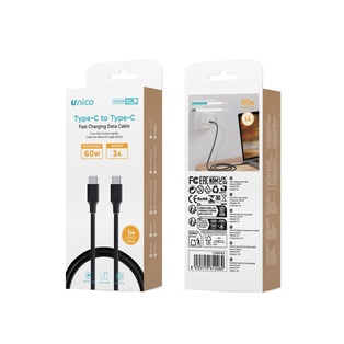 CAVO UNICO DA USB-C A USB-C POWER DELIVERY 60W 3Ah 100CM NERO 