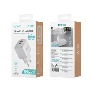 CARICATORE UNICO DA RETE 1 USB-C POWER DELIVERY  30W  E 1 USB-A QUICK CHARGE 18W