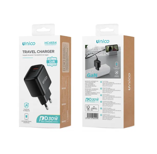 CARICATORE UNICO DA RETE 1 USB-C POWER DELIVERY  30W  E 1 USB-A QUICK CHARGE 18W