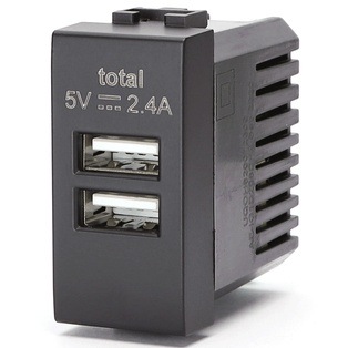 FRUTTO CONTAKT  CON DOPPIA PRESA USB - A  250V TIPO BTICINO LIVING - INTERNATIONAL 