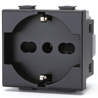 FRUTTO CONTAKT PRESA SCHUKO 16A + TERRA CENTRALE DA INCASSO 10/16A 250V NERO TIPO BTICINO MATIX