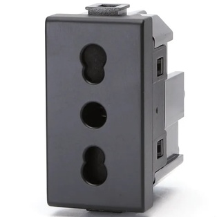 FRUTTO CONTAKT PRESA BIVALENTE 10/16A DA INCASSO 10/16A 250V NERA  TIPO BTICINO MATIX
