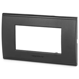 PLACCA A 4 MODULI IN PLASTICA NERA OPACA SERIE BTICINO LIVINGLIGHT E INTERNATIONAL 