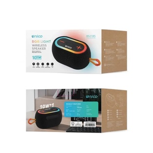 CASSA BLUETHOOT RICARICABILE PORTATILE  UNICO CON LED RGB LIGHT E RIVESTIMENTO IN TESSUTO 10W 
