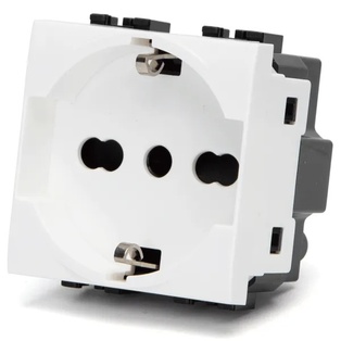 FRUTTO CONTAKT PRESA SCHUKO 16A + TERRA CENTRALE DA INCASSO 10/16A 250V TIPO BIANCO BTICINO LIVINGLIGHT - INTERNATIONAL 