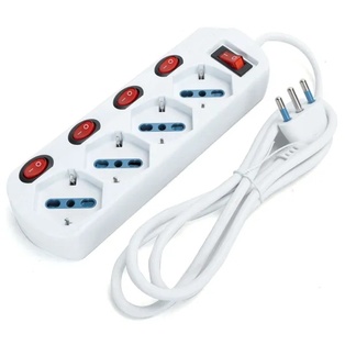 PRESA MULTIPLA CONTAKT 4 BIPRESE + SCHUKO + INTERRUTTORI SEPERATI E GENERALE + CAVO 1.5 MT. SPINA 16A MAX3680   BIANCO