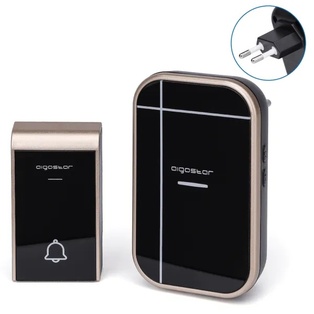 CAMPANELLO SENZA FILI CONTAKT DIGITALE WIRELESS AUTOALIMENTATO CARICA CINETICA CON SPINA 220V NERO E ORO