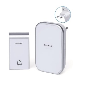CAMPANELLO SENZA FILI CONTAKT DIGITALE WIRELESS  AUTOALIMENTATO CARICA CINETICA CON SPINA 220V BIANCO E ARGENTO