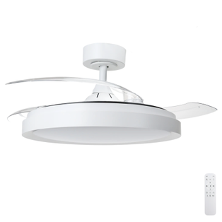 VENTILATORE DA SOFFITTO CONTAKT Ø106CM CON TELECOMANDO  - CON 3 PALE  INVISIBILE E RETRATTIBILI 6 VELOCITA' LUCE LED 2700K -4000K - 6500K 30W POTENZA