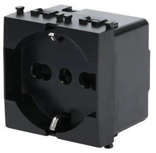 FRUTTO CONTAKT  PRESA SCHUKO 16A + TERRA CENTRALE DA INCASSO 10/16A 250V TIPO VIMAR PLANA NERO