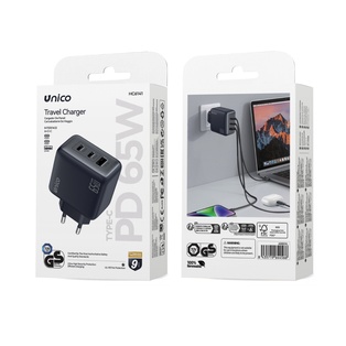 CARICATORE UNICO DA RETE 2 PORTE USB-C E 1 PORTA USB -A POWER DELIVERY 65W TUV-GS NERO 