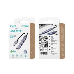 ADATTATORE PRESA MULTIPLA UNICO CON 1 SPINA USB-A E 4 PRESE USB-A 