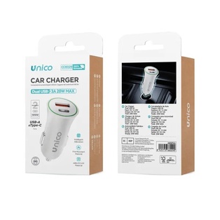 CARICATORE UNICO DA AUTO 12V CON 2 USB- A E USB-C 3A 20W BIANCO 