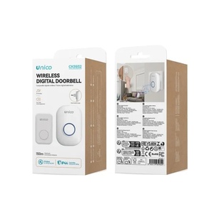 CAMPANELLO SENZA FILI UNICO WIRELESS DIGITALE CON TASTO ALIMENTATO A BATTERIA ALKALINA 12V MN21 SPINA 220V BIANCO
