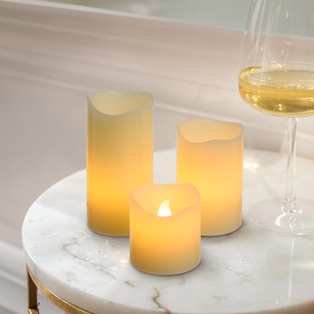 SET 3 CANDELE AVORIO LED Ø5XH5/7,5/10CM