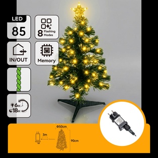 ALBERO DI NATALE IN FIBRA OTTICA A BASSO VOLTAGGIO, LUCE CALDA, 0.9M, IP44, INTERNO/ESTERNO