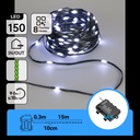 CATENA LUMINOSA A BATTERIA 3AA CON FILO IN RAME E PVC, LUCE FREDDA, 15M, IP44, INTERNO/ESTERNO