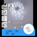 CATENA LUMINOSA A BATTERIA 3AA CON LUCI A TESTA PIATTA, LUCE FREDDA, 15M, IP44, INTERNO/ESTERNO