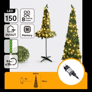 ALBERO DI NATALE LUMINOSO PIEGHEVOLE, BIANCO CALDO 1.8M IP44, INTERNO/ESTERNO