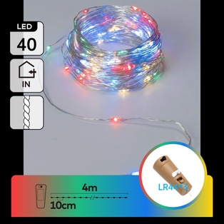 CATENA LUMINOSA A BATTERIA A BOTTONE - FILO DI RAME - RGBY - 4M - IP20 DA INTERNO