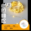 CATENA LUMINOSA A BATTERIA 3AA CON FILO IN RAME, LUCE CALDA, 15M, IP44, INTERNO/ESTERNO