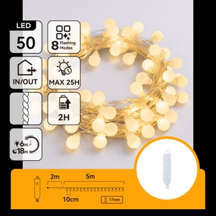 STRINGA DI LUCI PER POWER BANK, LUCI A BULBO LATTEO, BIANCO CALDO, 5M, IP44 INTERNO/ESTERNO