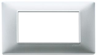 PLACCA VIMAR A 4 MODULI IN PLASTICA ARGENTO OPACO SERIE VIMAR PLANA 