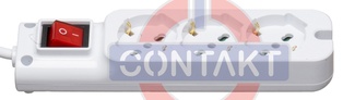 PRESA MULTIPLA CONTAKT 3 BIPRESE+SCHUKO+INTERRUTTORE+CAVO 1.5MT SPINA 16A MAX3500W BIANCO