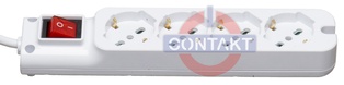 PRESA MULTIPLA CONTAKT 4 BIPRESE+SCHUKO+INTERRUTTORE+CAVO 1.5MT MAX3500W BIANCO