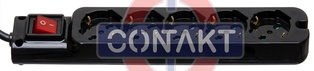 PRESA MULTIPLA CONTAKT 5 BIPRESE+SCHUKO+INTERRUTTORE+CAVO 1.5MT SPINA 16A MAX3500W NERO