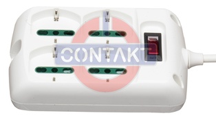 PRESA MULTIPLA CONTAKT QUADRATA 4 BIPRESE+SCHUKO+CON INTERRUTTORE + CAVO 1.5MT MAX2300W (SPINA 10A) BIANCO