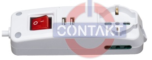 PRESA MULTIPLA CONTAKT 1 BIPRESA+ SCHUKO+2 BIPRESE + CON INTERRUTTORE  + 2 USB CAVO 1.5MT MAX3680 SPINA 16A BIANCO