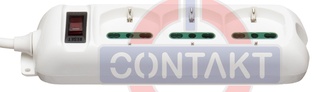 PRESA MULTIPLA CONTAKT 3 BIPRESE+SCHUKO+INTERRUTTORE+ CAVO 1.5MT MAX2300W (SPINA 10A) BIANCO 