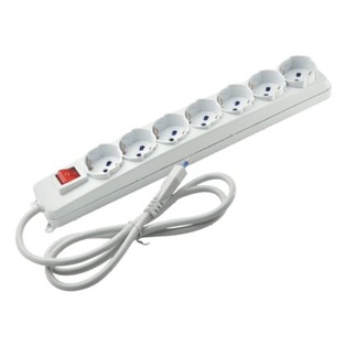 PRESA MULTIPLA FAI 7 BIPRESE + SCHUKO + INTERRUTTORE + CAVO 1,5 MT MAX 3500W SPINA 16A BIANCO