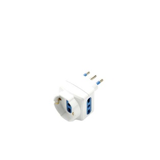 ADATTATORE CIVILE SFALSATO 1 SPINA 2P+T 16A S17 PRESA BIPASSO / SCHUKO 2 BIPRESE 2P+T - 2P17/11 - P30
