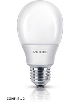 LAMPADA RISPARMIO ENERGIA PHILIPS SOFTONE 230V 25W E27 366290 6500K BLISTER 2 PZ.