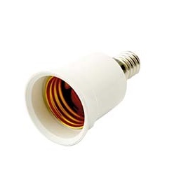 ADATTATORE FAI PORTALAMPADA SPINA E14 E PRESA E27 BIANCO TERMOPLASTICO 