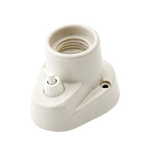 PORTALAMPADA BASE CURVA E27 PORCELLANA INTERRUTTORE  FAI