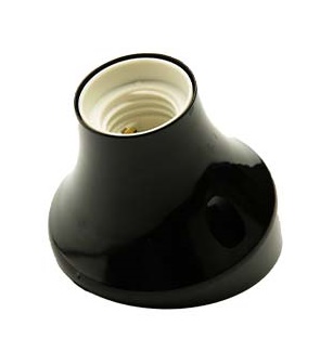PUNTO LUCE TERMOPLASTICO E27 BASE CURVA NERO