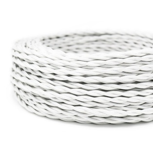 CAVO ELETTRICO TRECCIOLA 2X1 TESSUTO BIANCO OTTICO 50MT. IMQ