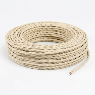 CAVO ELETTRICO TRECCIOLA 2X1 TESSUTO AVORIO 50MT. IMQ