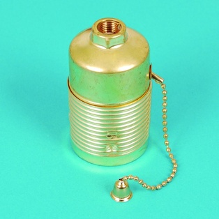 PORTALAMPADA FAI OTTONE E27 CAMICIA LISCIA IN METALLO CON INTERRUTTORE  CATENELLA