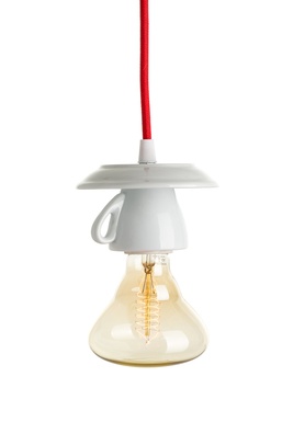 PENDENTE ASSEMBLATO 2M, TAZZINA DA CAFFÈ PORCELLANA BIANCA Ø 115MM H 70MM