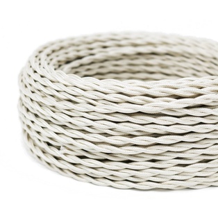 CAVO ELETTRICO TRECCIOLA 3X1 TESSUTO AVORIO 50MT. IMQ