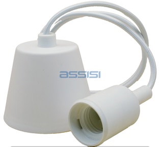 PENDENTE PORTALAMPADA SILICONE BIANCO 100 CM MED