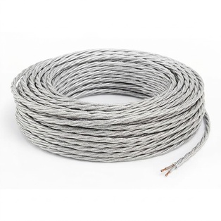 CAVO ELETTRICO CONTAKT TRECCIOLA 3X0.75  TESSUTO ARGENTO  45MT. IMQ - PREZZO AL METRO - 